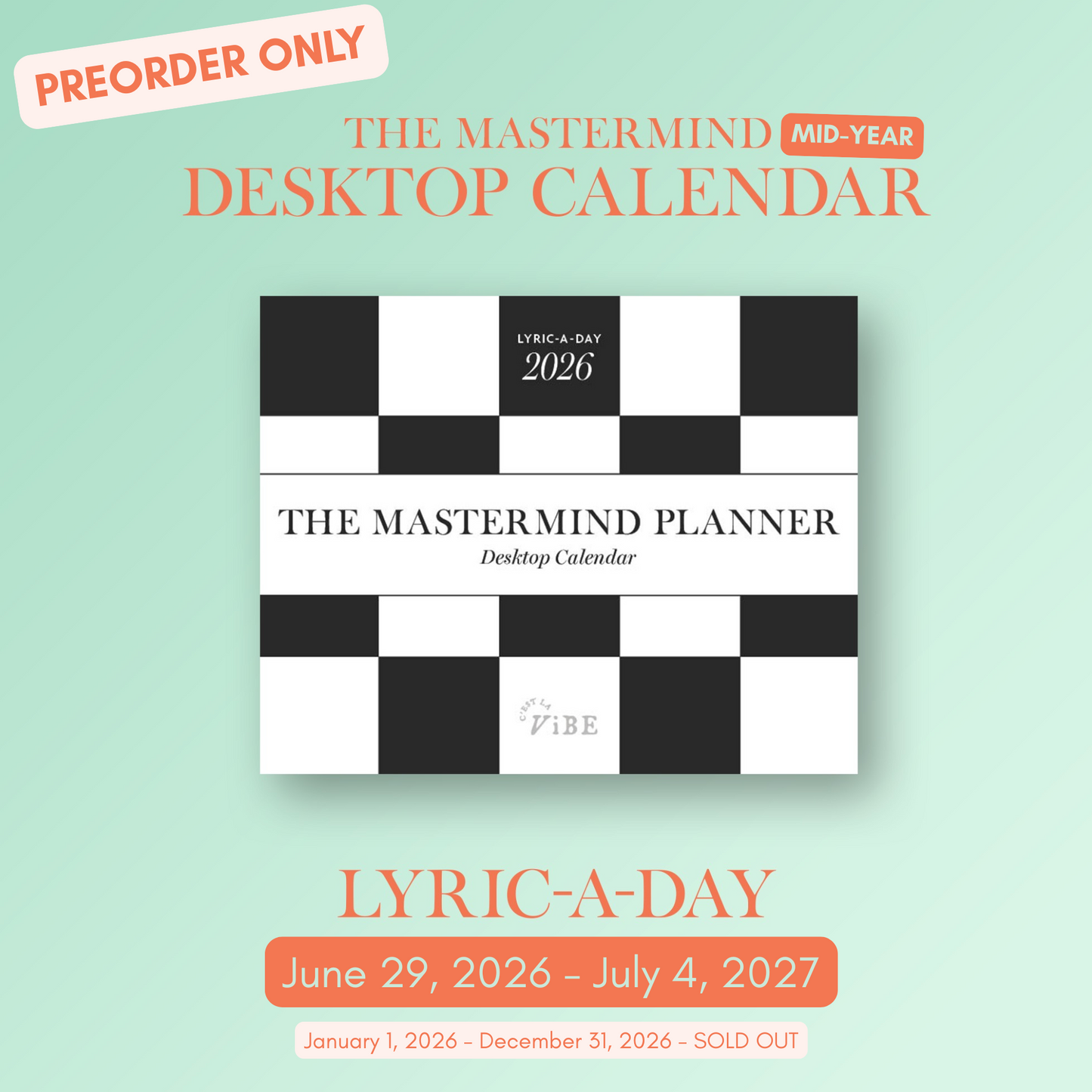 PRE-ORDER: 2026 - 2027 Midyear Mastermind Lyric-A-Day Desktop Calendar