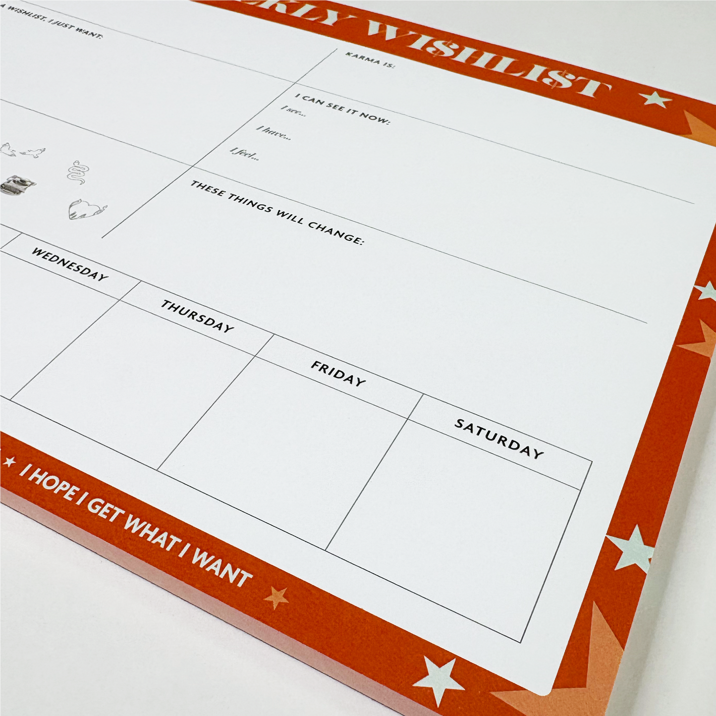 Weekly Wishlist Pad, Manifestation Planner, TLOAS Inspired Desk Pad